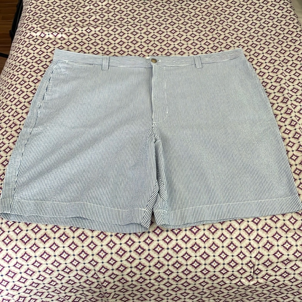 Blue Seersucker Chaps Shorts NWNT